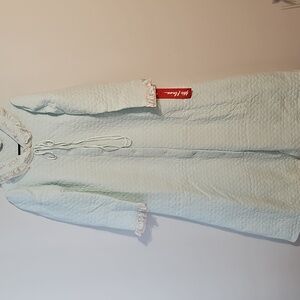 NWT Vintage Miss Elaine light aqua blue quilted house coat Size Medium
